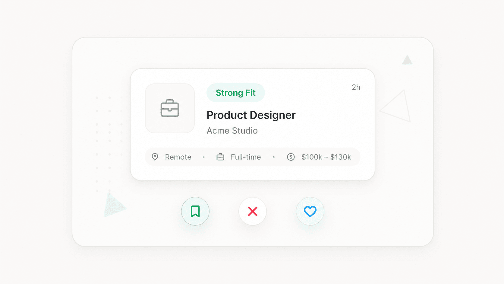 Job card with save and skip actions